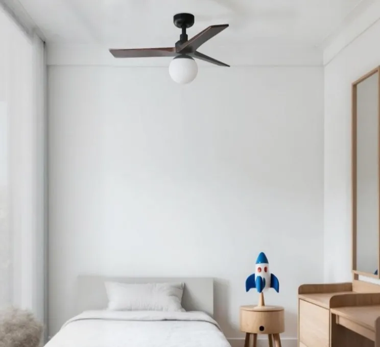 Ventilateur lumineux, KLIM S, noir, noyer foncé, Ø92,5cm, H40,8cm - Faro