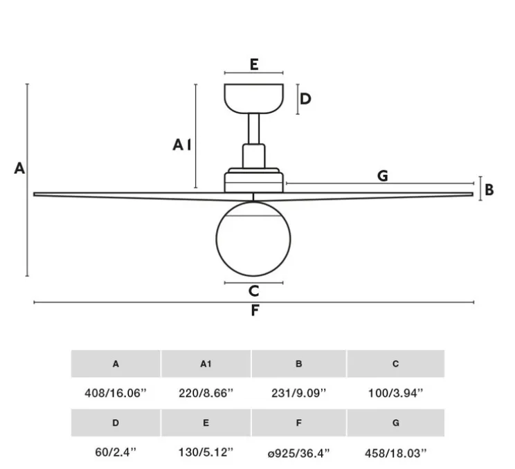 Ventilateur lumineux, KLIM S, noir, noyer foncé, Ø92,5cm, H40,8cm - Faro