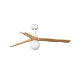 Ventilateur lumineux, KLIM M, blanc, pin, Ø125cm, H40,8cm - Faro