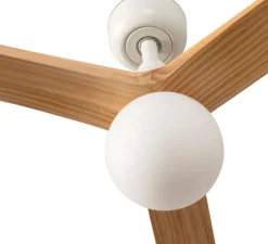 Ventilateur lumineux, KLIM M, blanc, pin, Ø125cm, H40,8cm - Faro