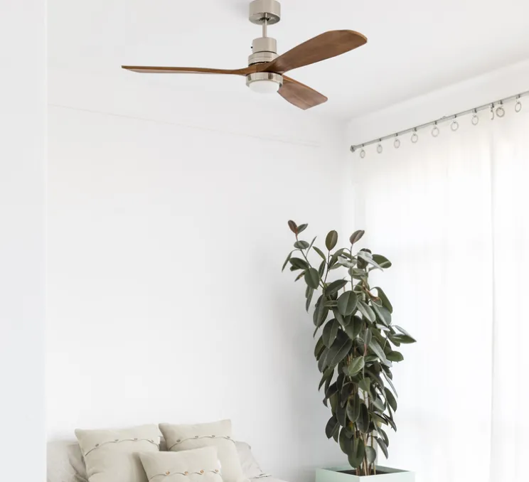 Ventilateur lumineux, LANTAU, été/hiver, nickel mat , LED, 3000K, 500lm, Ø132cm, H33cm - FARO