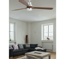 Ventilateur lumineux, LANTAU-G, été/hiver, nickel mat , LED, 3000K, 500lm, Ø168cm, H41cm - FARO