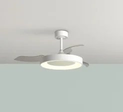 Ventilateur lumineux, Lisboa, été/hiver, blanc mat, LED, dim, 3000 / 4000 / 6000K, 5500 lm, Ø106,5cm, H48,5cm - MDC