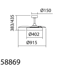 Ventilateur lumineux, Lisboa XS, été/hiver, blanc mat, LED, dim, 3000 / 4000 / 6000K, 5000 lm, Ø91,5cm, H43,5cm - MDC