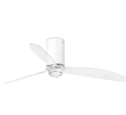 ventilateur lumineux, MINI TUBE, été/hiver, DC Motor, blanc brillant/transparent, Ø128cm, H32,4cm - Faro