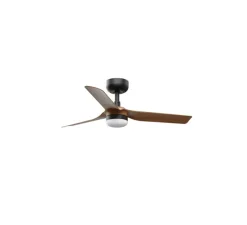 Ventilateur lumineux, Mini Punt S, noir, bois de noyer, LED, dim, 2700 - 4000 - 6000K, 480 lm, Ø90cm, H26,3cm - Faro