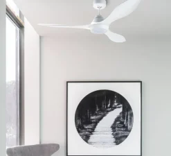 Ventilateur lumineux, POLARIS, été/hiver, DC Motor, blanc, LED, 2700K, 1500lm, Ø132cm, H27,5cm - FARO