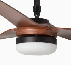 Ventilateur lumineux, Punt M, noir et bois foncé, LED, dim, 3000 - 4200 - 6500K, 723 lm, Ø130cm, H32,2cm - Faro