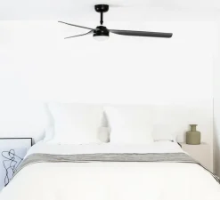 Ventilateur lumineux, Punt M, noir, LED, dim, 3000 - 4200 - 6500K, 723 lm, Ø130cm, H32,2cm - Faro