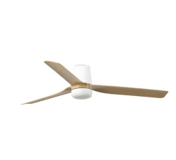 Ventilateur lumineux, Punt Tube M TUYA, érable, LED, dim, 3000K-6500K, 678 lm, Ø130cm, H23cm - Faro