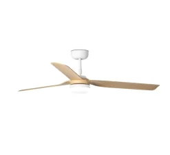 Ventilateur lumineux, Punt M Smart Tuya, blanc et bois clair, LED, dim, 3000 - 4200 - 6500K, 678 lm, Ø130cm, H32,2cm - Faro