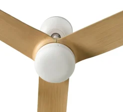Ventilateur lumineux, Punt M Smart Tuya, blanc et bois clair, LED, dim, 3000 - 4200 - 6500K, 678 lm, Ø130cm, H32,2cm - Faro