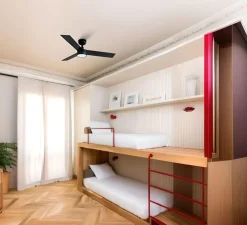 Ventilateur lumineux, Rudder, noir, noyer, LED, dim, 2700 - 4350 - 6000K, 1300 lm, Ø106cm, H34cm - Faro