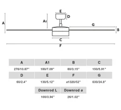 Ventilateur lumineux, Rudder, blanc, frêne, LED, dim, 2700 - 4350 - 6000K, 1300 lm, Ø132cm, H34cm - Faro