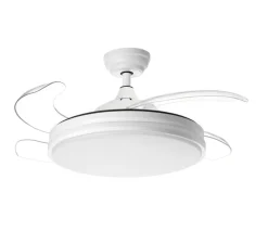 Ventilateur lumineux, Turin, été/hiver, blanc mat, LED, dim, 3000 / 4000 / 6000K, 3800 lm, Ø107cm, H48cm - MDC