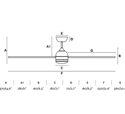 Ventilateur, plafonnier, lumineux, Poros, été/hiver, blanc, 15W, 2700K 850Lm, Ø132cm, H37cm - Faro